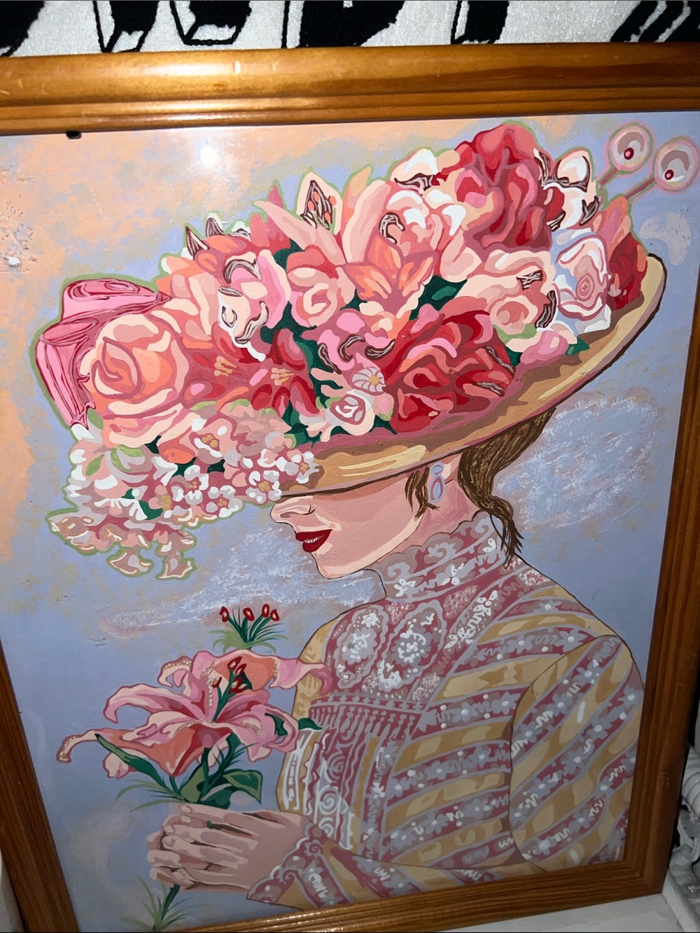 Victorian Lady Portrait paint by number painting Print in Pink and Cream - Picture 3 of 6